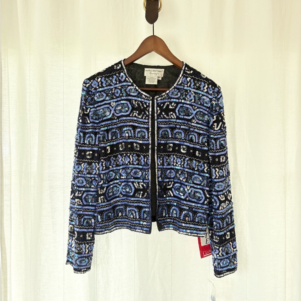 Adrianna Papell 100% Silk Sequined Evening Jacket NWT